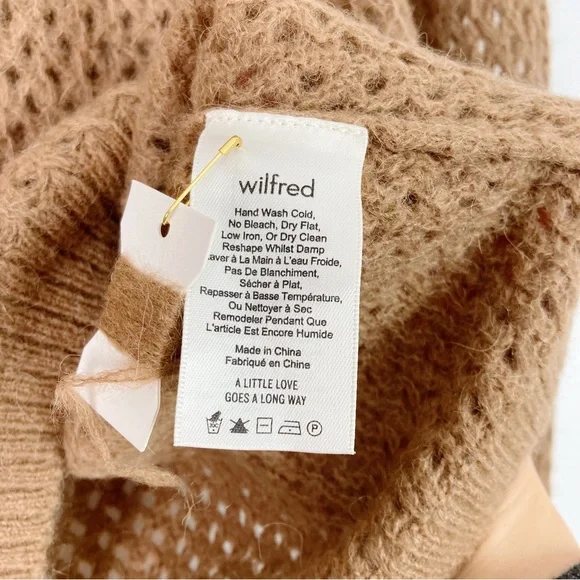 Wilfred Aritzia Nessa Sweater Alpaca Wool Blend, Camel brown. Size Large - Picture 6 of 7